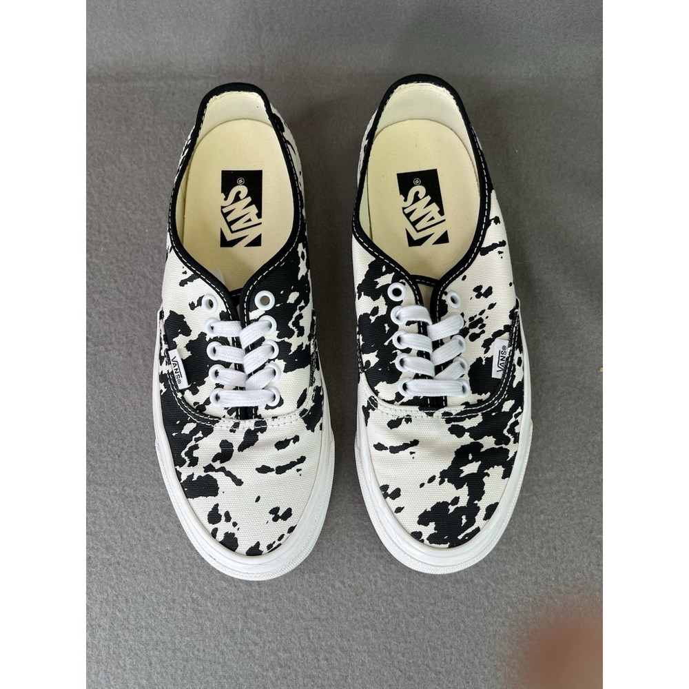 Vans Authentic Cow Print Black White Low Top Sneakers Mens 7.5 Women's 9 721356 - Picture 8 of 13